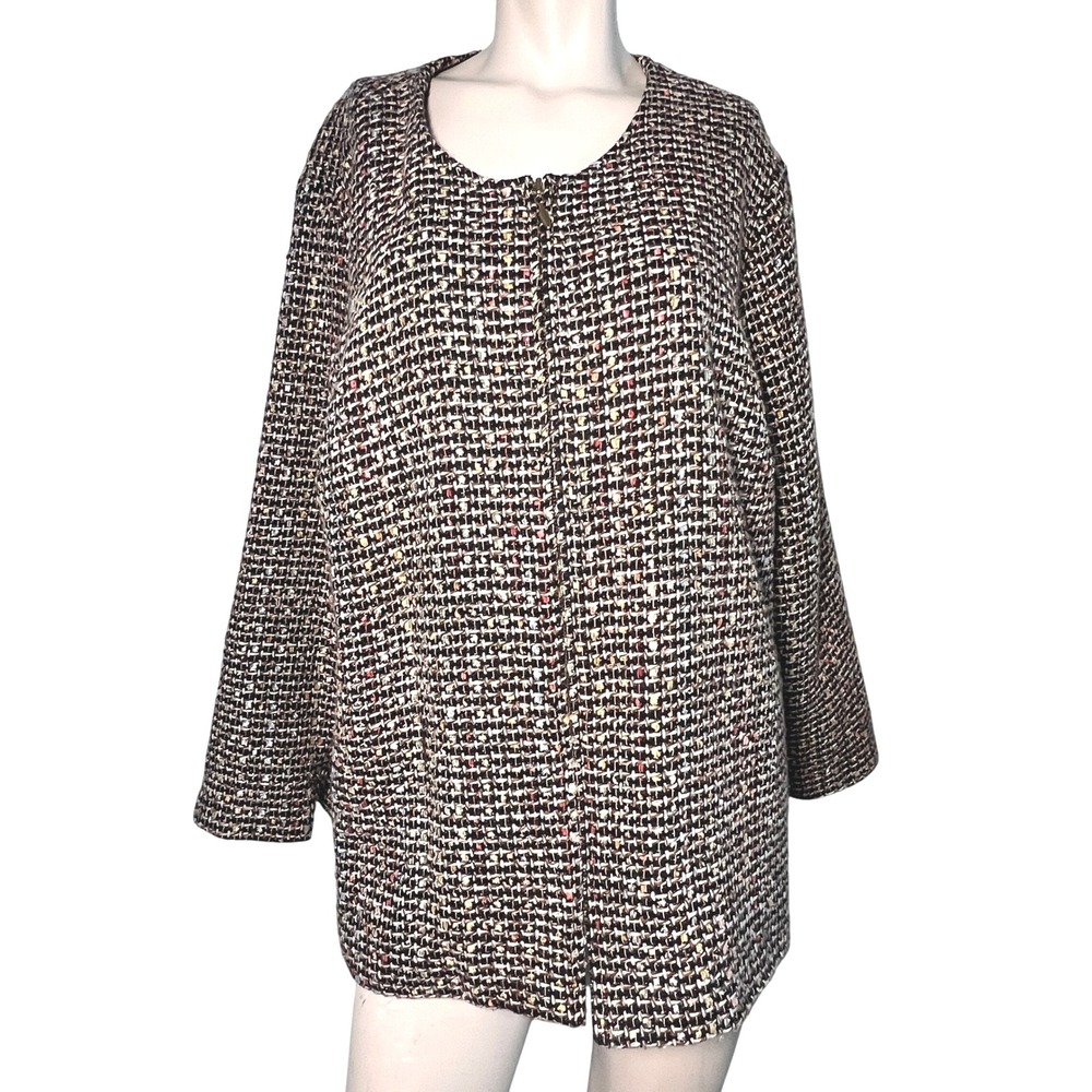 Giorgio Fiorlini Tweed Blazer Jacket Womens 20W Old Money Parisian Chic Academia